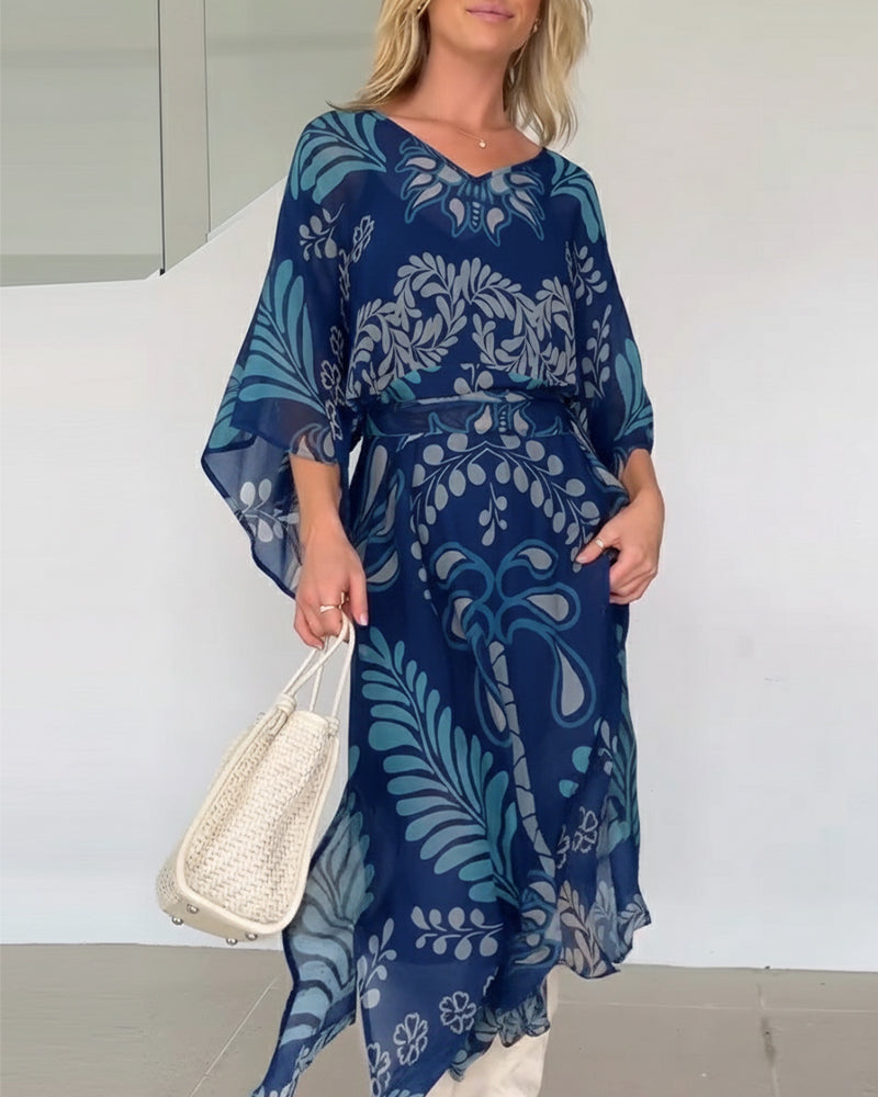 Bohemian V-Neck Loose Dress
