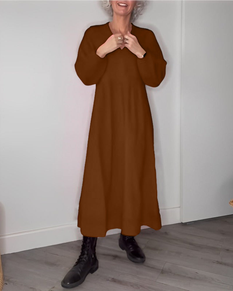 Women's Elegant V-neck and Long Sleeves Dress