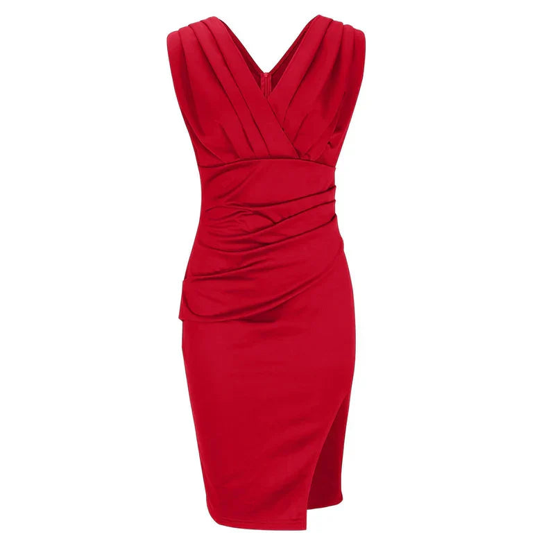 Fresia™ | Graceful V-Neck Slit Dress