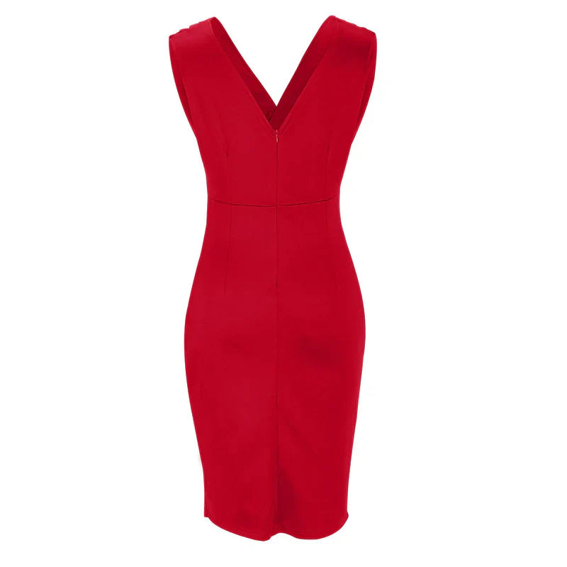 Fresia | Fitted Dress with V-Neckline and Slit