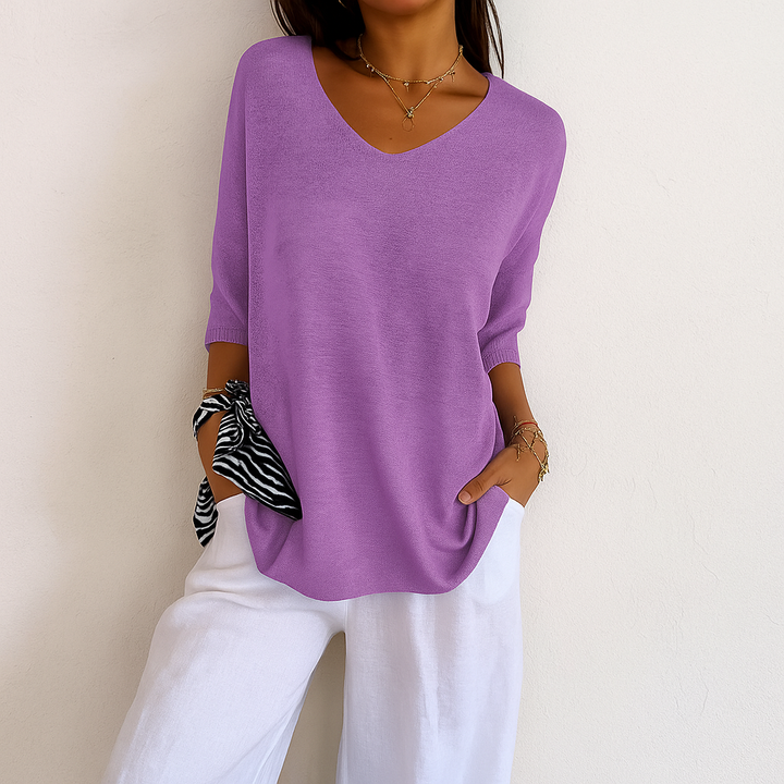 Celine™ | Classic V-Neck Knit Blouse