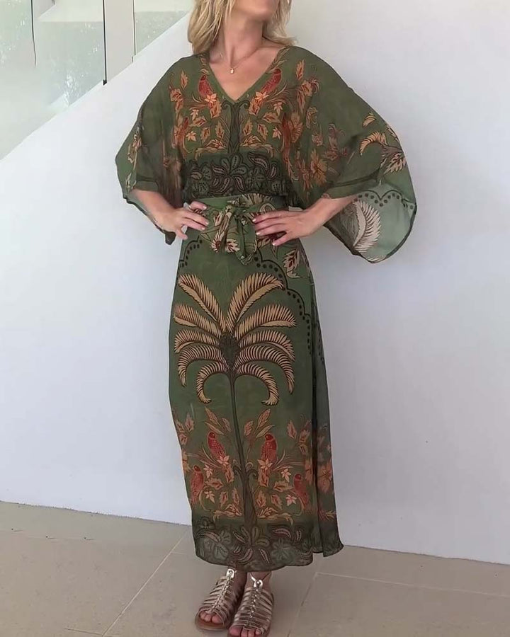 Women's Resort V-Neck Printed Dress