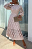 Elegant Crochet Lace Lantern Sleeve Party Midi Dress