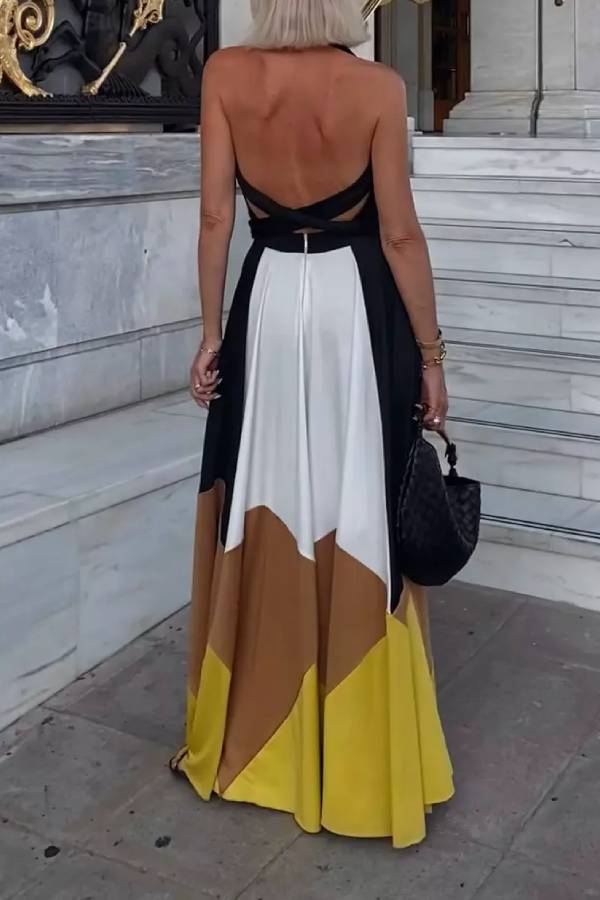 Lace-up Backless Sexy Long Swing Dress