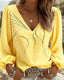 Women's V-Neck Printed Blouse With Puff Sleeves