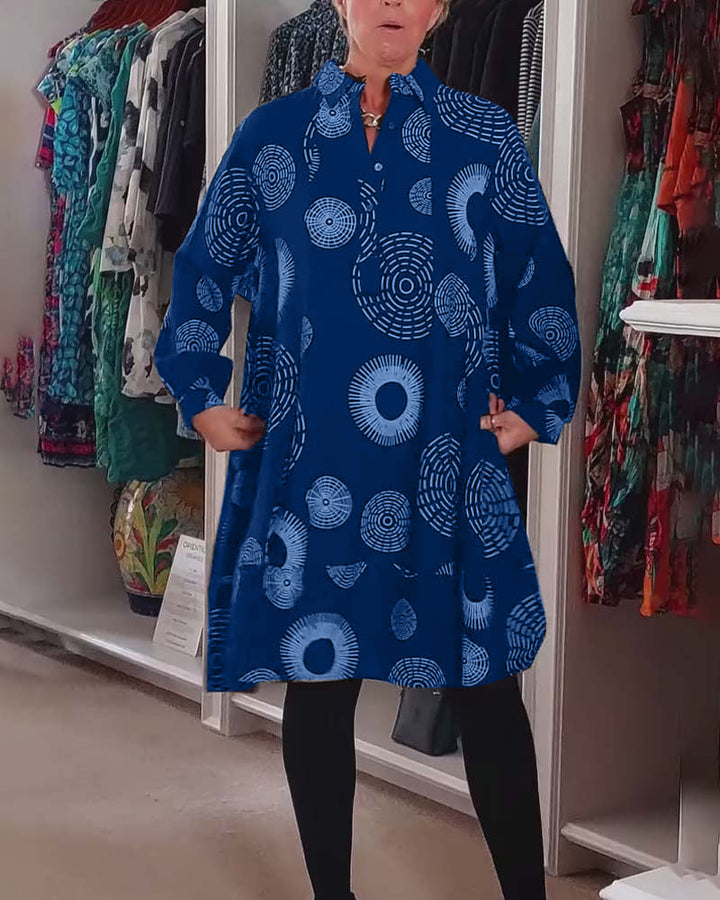 Women's Geometric Print Casual Dress With Lapels