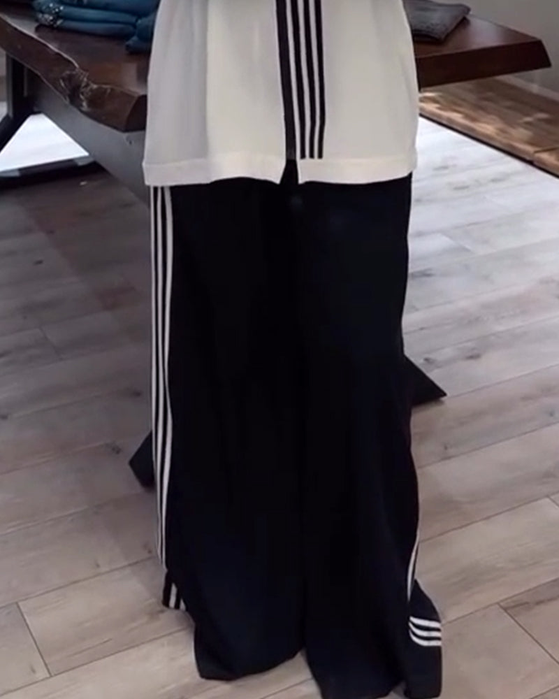 Women's Two-Piece Hooded Striped Set