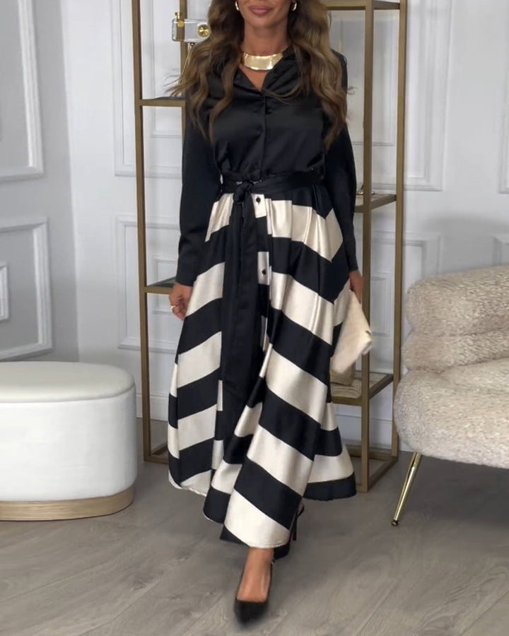 Women's Elegant Striped Straps Dress