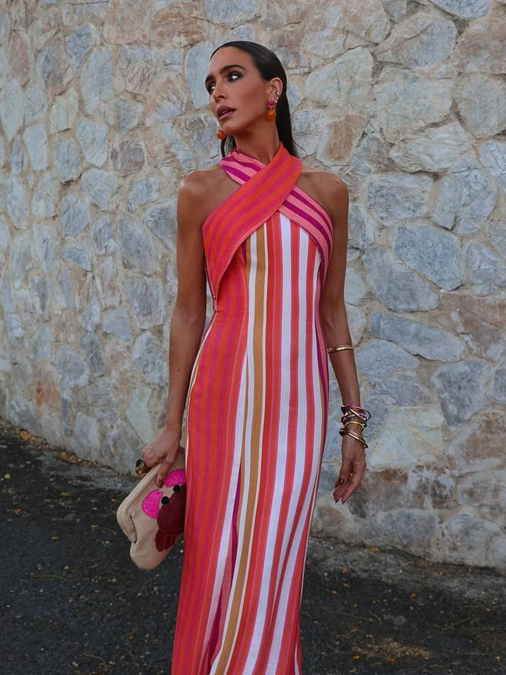 Sorelia™ | Elegant Cross-Halter Dress