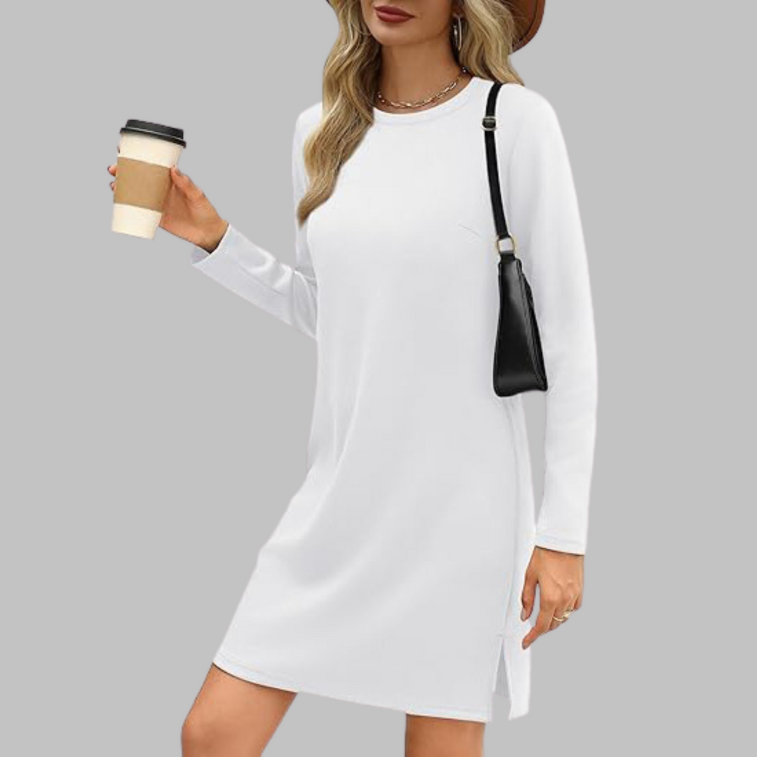 TATLO | Casual Long Sleeve Round Neck Mini Dress