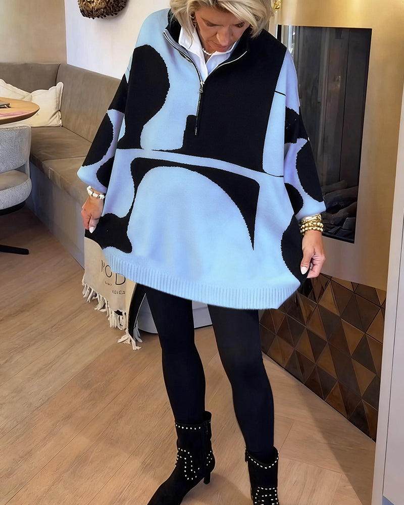 Trendy Half-Zip Sweater with High Neck