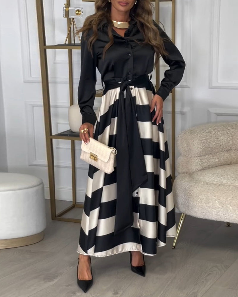 Women's Elegant Striped Straps Dress
