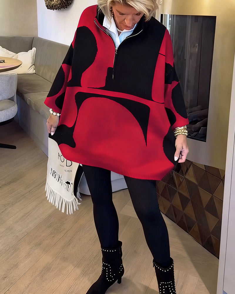 Trendy Half-Zip Sweater with High Neck