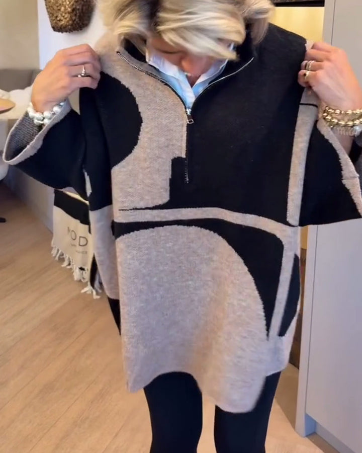 Trendy Half-Zip Sweater with High Neck