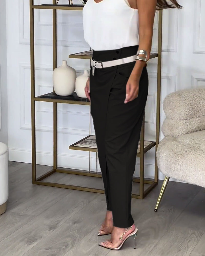 Women's Fashionable Irregular Patchwork Trousers