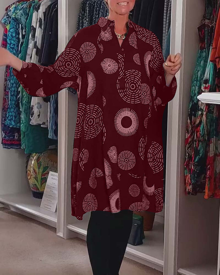 Women's Geometric Print Casual Dress With Lapels