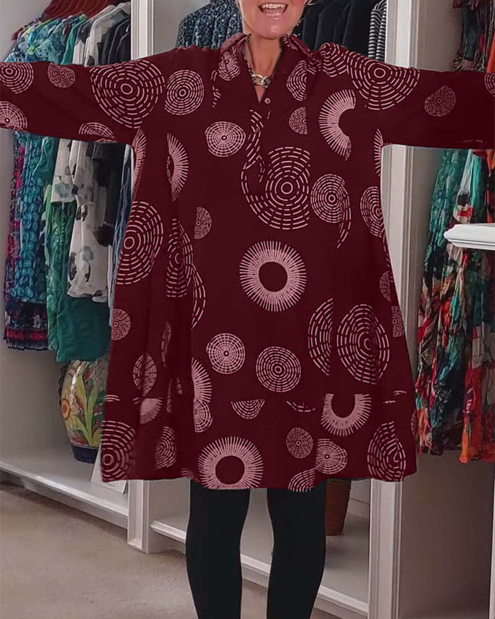 Women's Geometric Print Casual Dress With Lapels