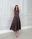 Luise™ | Elegant Midi Faux Leather Dress