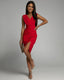 Fresia | Fitted Dress with V-Neckline and Slit