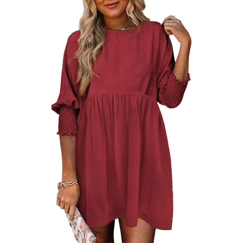 MIRASOL | Casual Crew Neck Loose Fit Mini Dress
