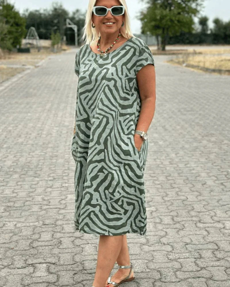 Nelia | Summer Dress with Round Neck and Beautiful Print