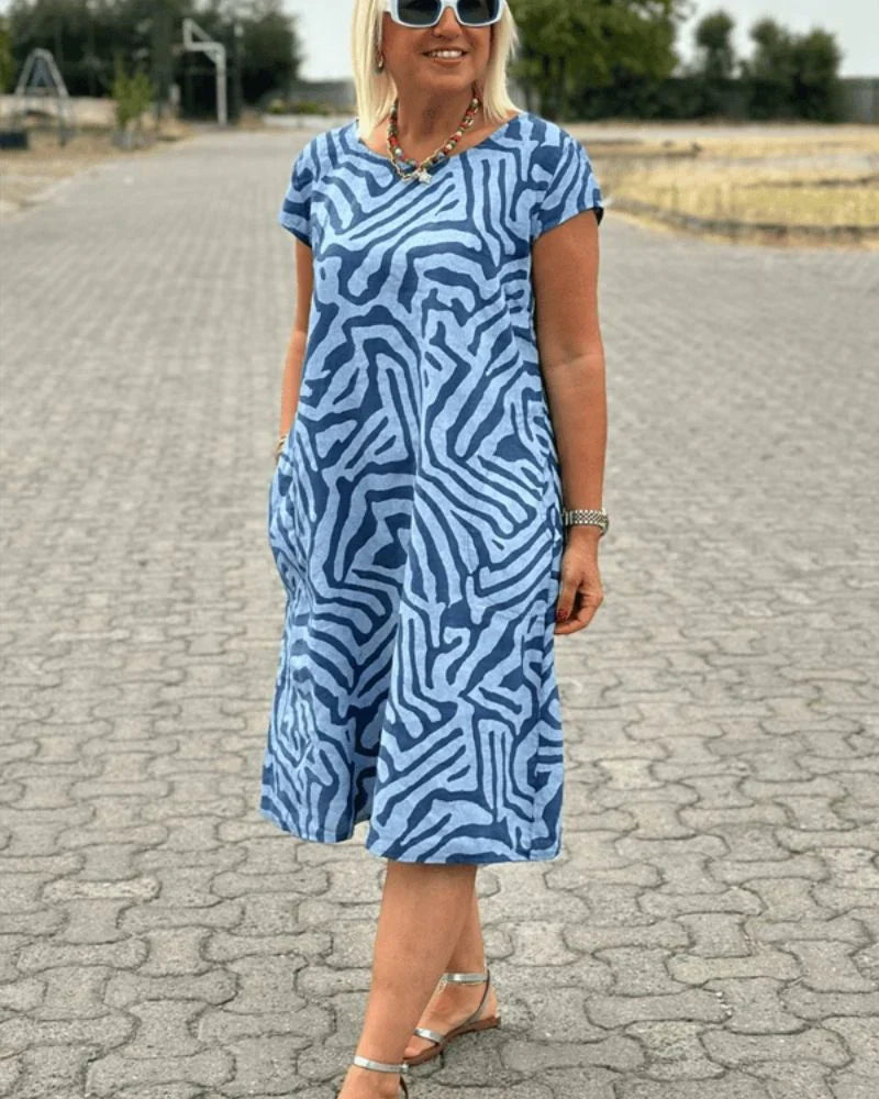 Nelia | Summer Dress with Round Neck and Beautiful Print