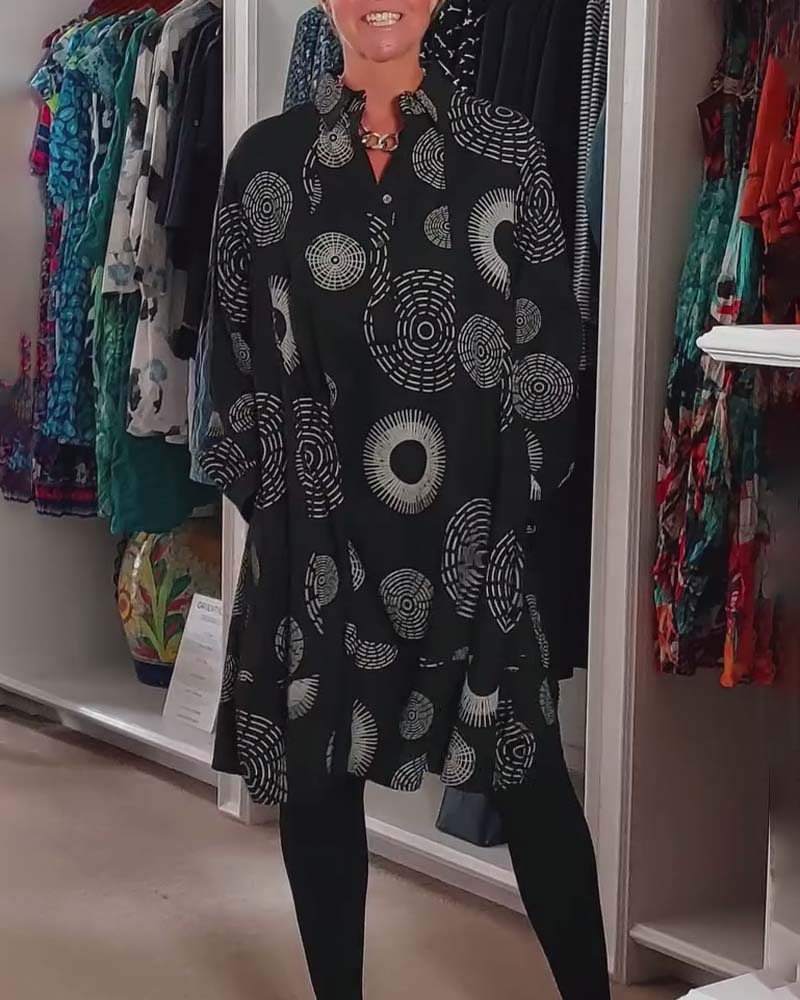 Women's Geometric Print Casual Dress With Lapels