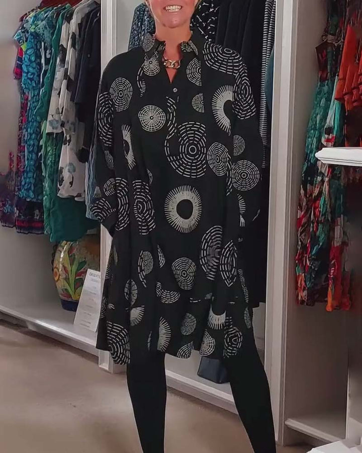 Women's Geometric Print Casual Dress With Lapels