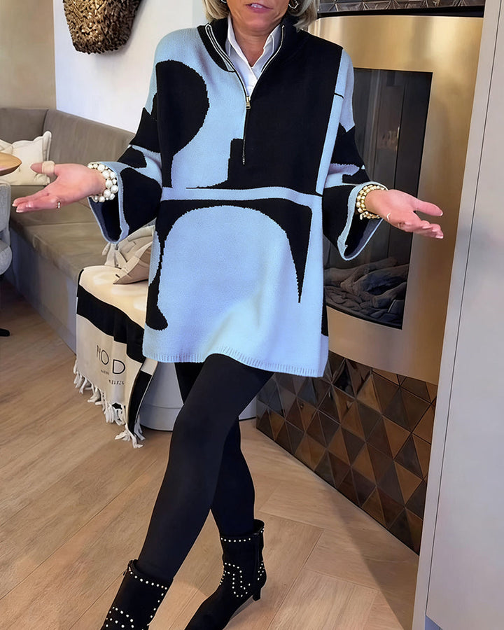 Trendy Half-Zip Sweater with High Neck