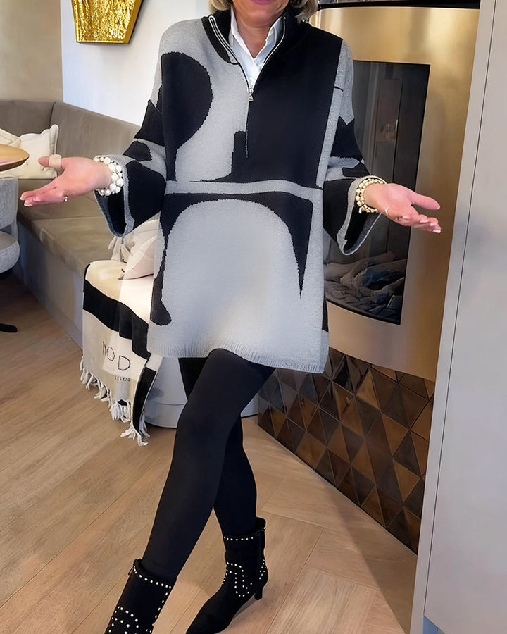 Trendy Half-Zip Sweater with High Neck