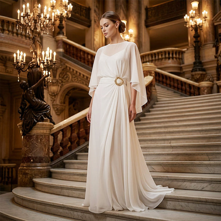 Flowing Cape Sleeve Top & Wrap Set