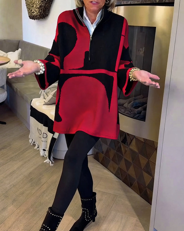 Trendy Half-Zip Sweater with High Neck