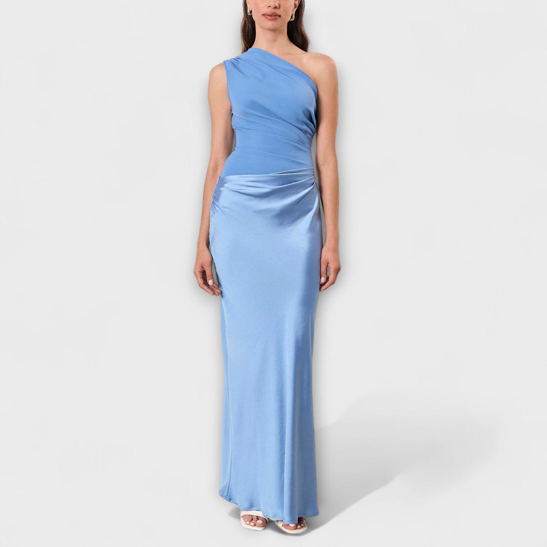 Elandra™ | Elegant One-Shoulder Pleated Maxi Dress