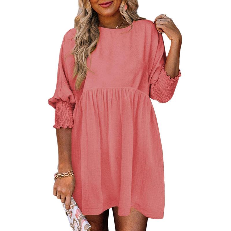 MIRASOL | Casual Crew Neck Loose Fit Mini Dress