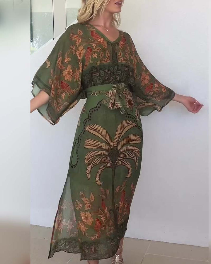Women's Resort V-Neck Printed Dress