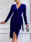 Madison – Royal Blue Velvet Wrap Midi Dress