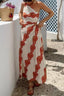 Sunny Linen Blend Shell Print One Shoulder Cutout Waist Tie-up Slit Maxi Dress