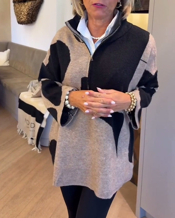 Trendy Half-Zip Sweater with High Neck
