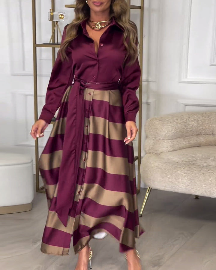 Women's Elegant Striped Straps Dress