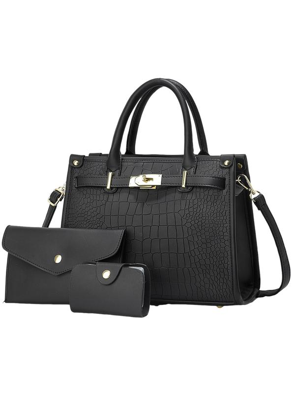 ALENOR – Crocodile Embossed Large Capacity Crossbody Handbag Set