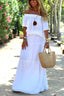 Casual Off Shoulder Solid Beach Maxi Dress