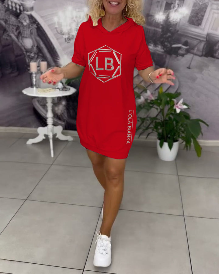 Women's Sport Letter Print Hooded Dress