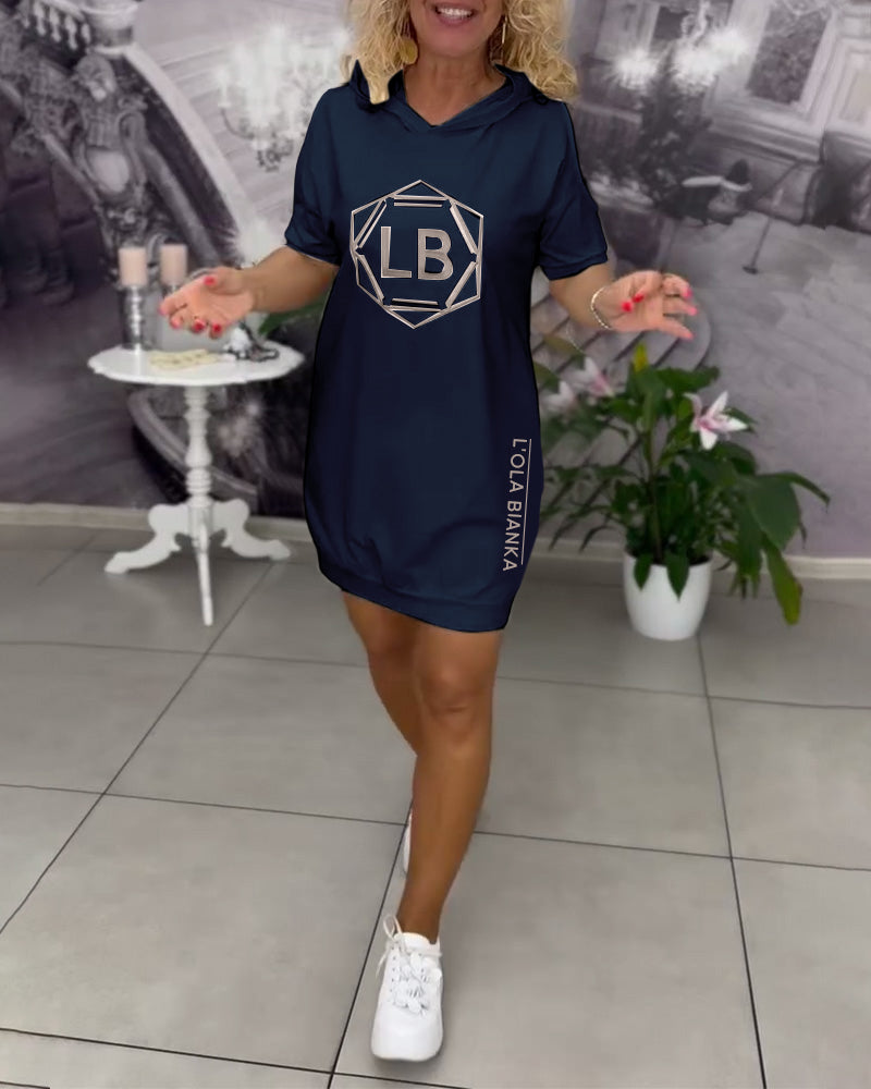 Women's Sport Letter Print Hooded Dress