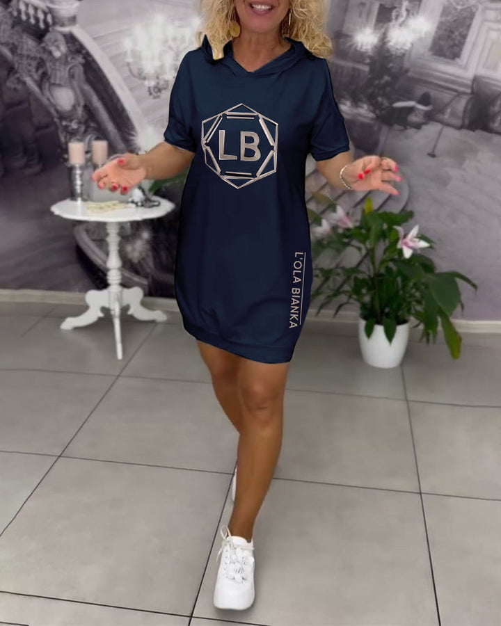 Women's Sport Letter Print Hooded Dress