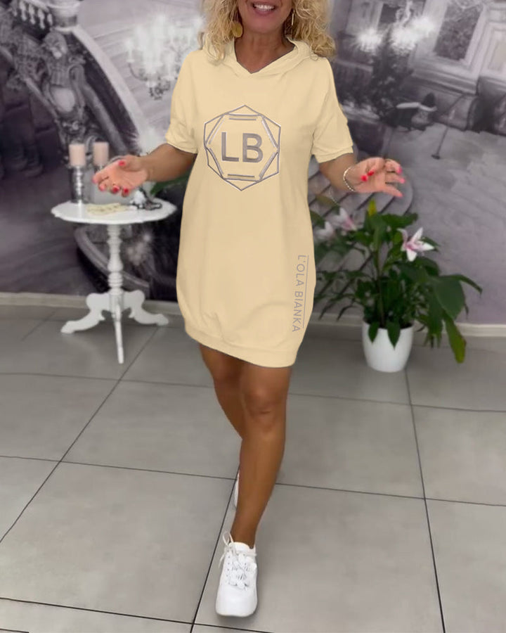 Women's Sport Letter Print Hooded Dress