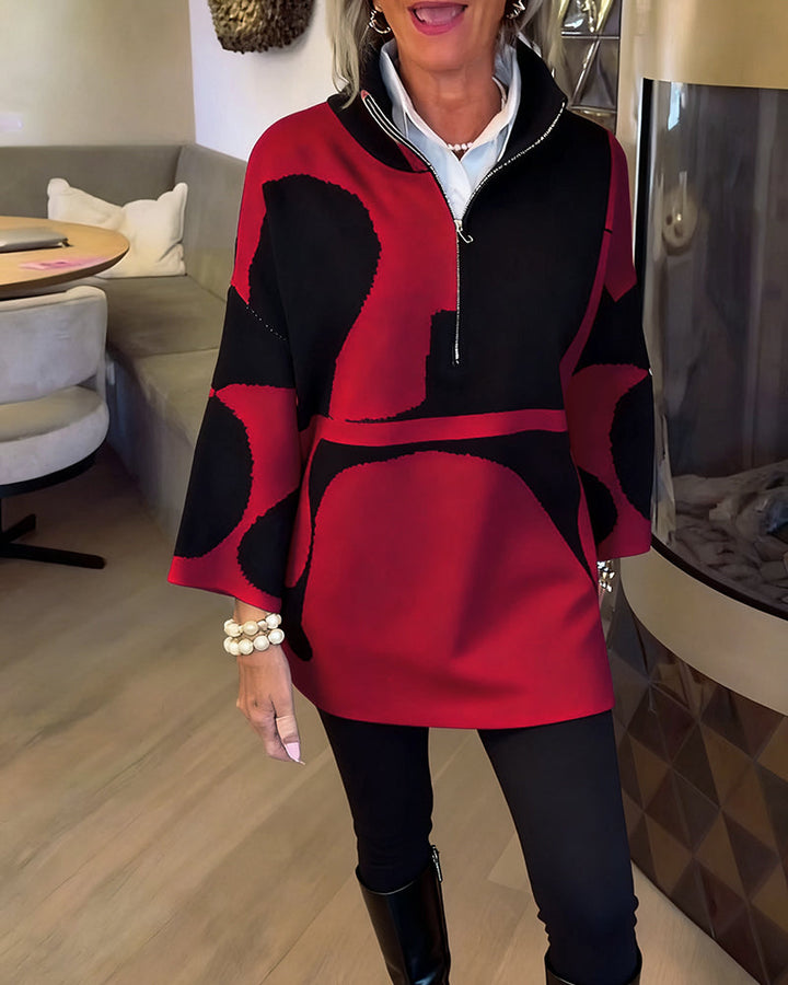 Trendy Half-Zip Sweater with High Neck