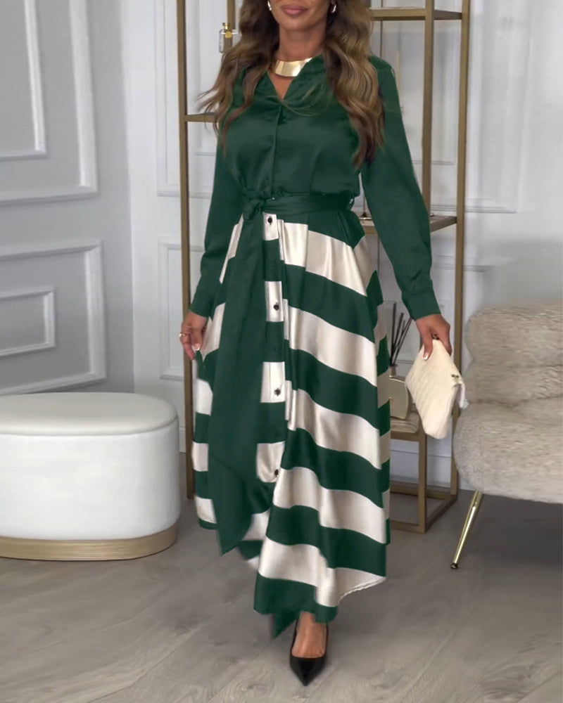 Women's Elegant Striped Straps Dress