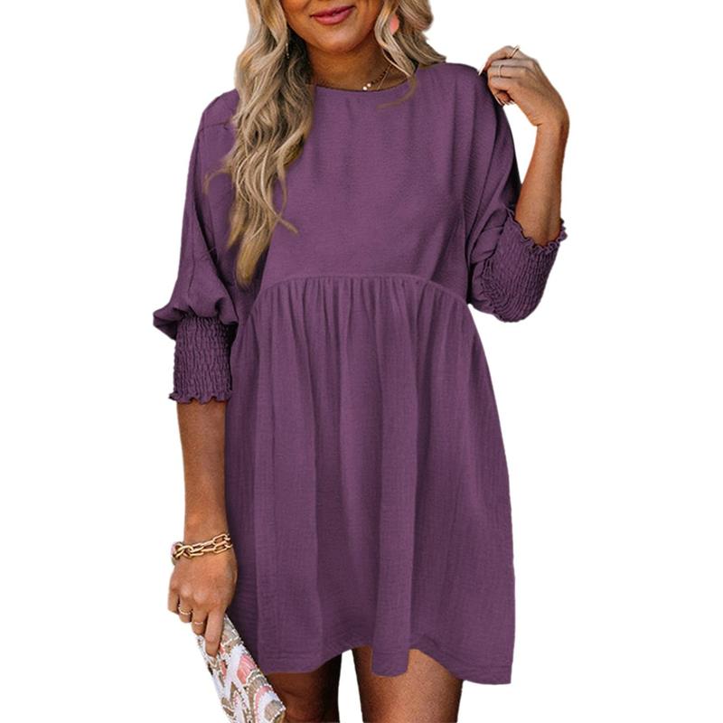 MIRASOL | Casual Crew Neck Loose Fit Mini Dress