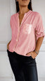 Alandria™ | V-Neck Sequin Mid-Sleeve Casual Top