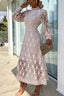 Elegant Crochet Lace Lantern Sleeve Party Midi Dress